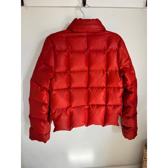 Vintage Y2K Lucky Brand Down Puffer‎ Jacket Orange Red Size Large Coat - Picture 5 of 11